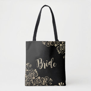 Tote Bag Elégant Chic Gold Flowers, Mariée