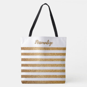 Tote Bag Elégant Chic Gold Parties scintillant bandes Perso