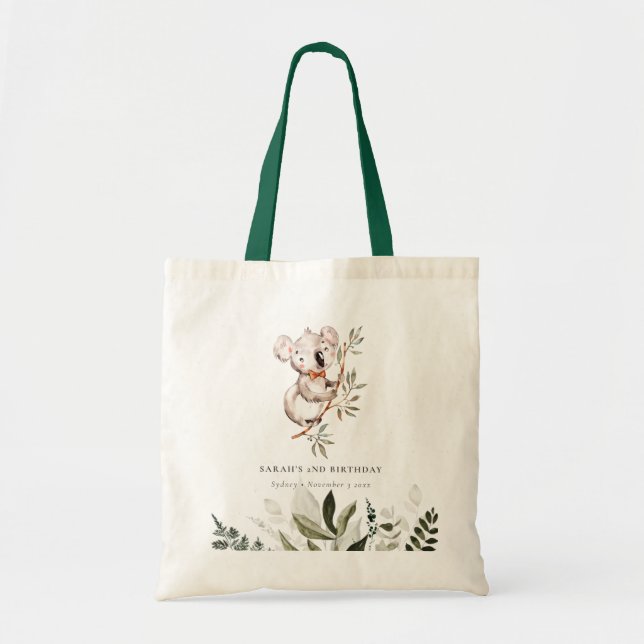 Tote Bag Élégant Couché Sleepy Koala Foliage N'importe quel (Devant)