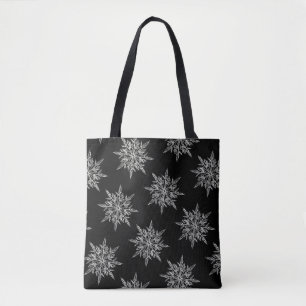 Tote Bag Elégant cristaux de glace Motif sur noir