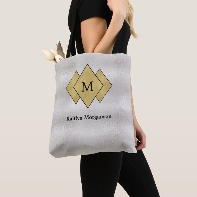 Tote Bag Élégant Cuir blanc Faux (De près)