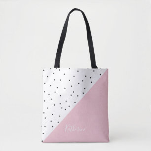 Tote Bag Elegant cute geometric black dots pastel pink