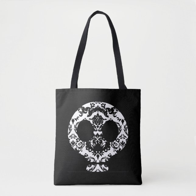 Tote Bag Elégant Dentelle Dentelle Goth Crâne Fourre-tout (Devant)