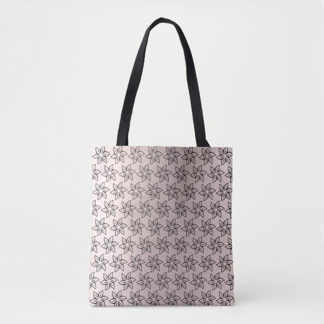 Tote Bag Élégant Design Chic Chic Noir & Fleur Violet (Devant)