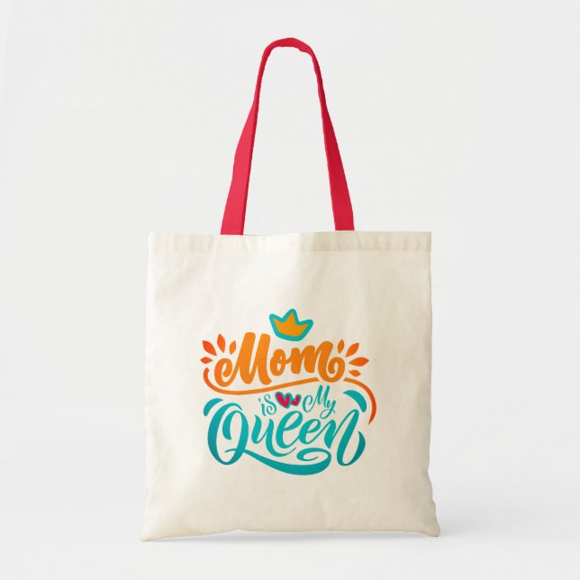 Tote Bag Elegant Design Typografy Maman Is My Queen (Devant)