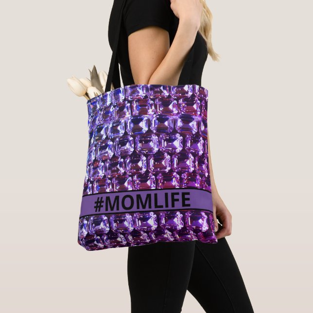 Tote Bag Élégant diamants de pierres précieuses violettes (De près)