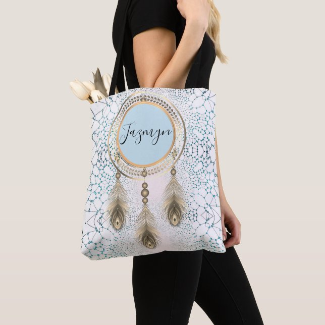 Tote Bag Elégant Dreamcatcher Abstrait Personnalisé (De près)
