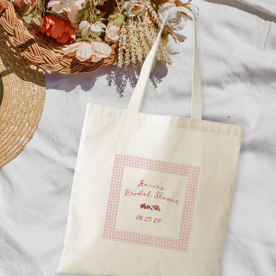 Tote Bag Élégant En vichy été Brunch Fête des mariées rose