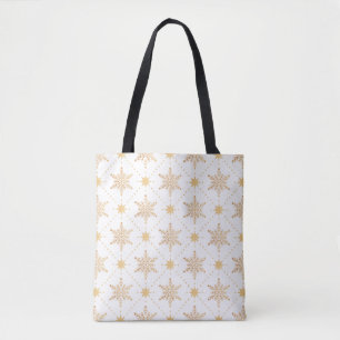 Tote Bag Élégant Faux Gold Snowflakes Noël Patttern
