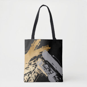 Tote Bag élégant faux or et gris bracelet