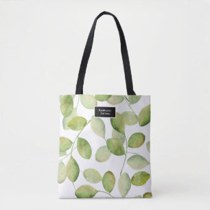 Tote Bag Elégant feuille aquarelle motif personnalisé