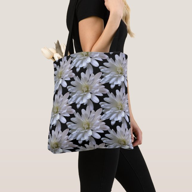 Tote Bag Elégant floral blanc fleur blanc marguerite (De près)