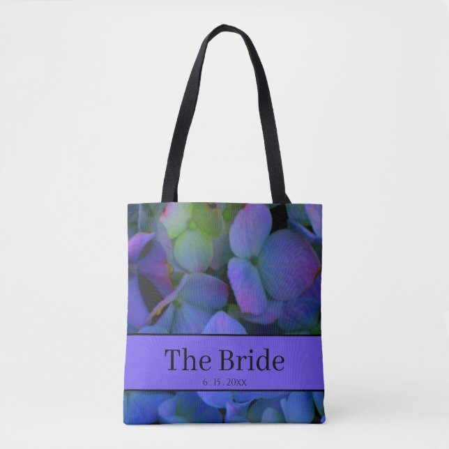 Tote Bag Élégant floral bleu violet poussiéreux (Devant)