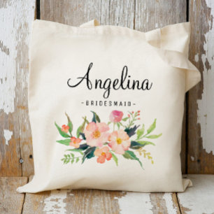 Tote Bag Élégant floral Demoiselles d'honneur Personnalisé-