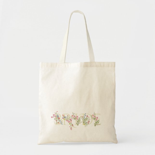 Tote Bag élégant floral mariage printemps MARIÉE Shower de  (Devant)