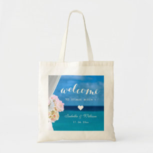 Tote Bag Elégant Floral Ocean Beach Mariage Bienvenue Favor