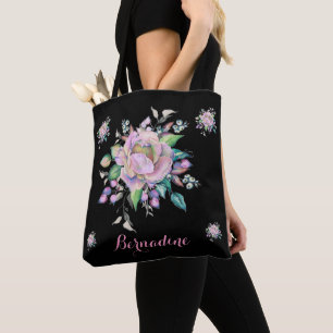 Tote Bag Elégant floral pastel Aquarelle Personnaliser noi