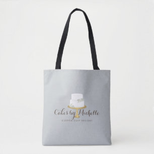 Tote Bag Elégant gâteau blanc avec boulangerie Florals