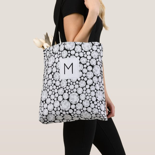 Tote Bag Élégant Gemmes de diamant Monogramme première flam (De près)