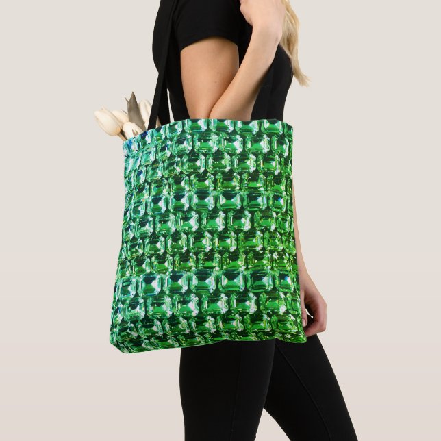 Tote Bag Elégant Green Diamonds vert pierres gemmes bijoux (De près)