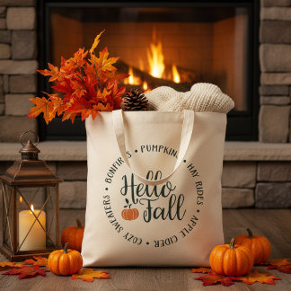 Tote Bag Élégant Hello Fall Classic Automne