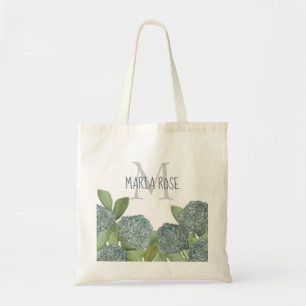 Tote Bag Élégant Hydrangée Florale Moderne Monogramme