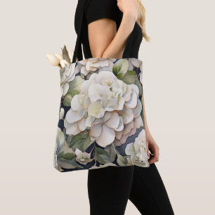 Tote Bag Elégant ivoire rose marine couleur aquarelle fleur