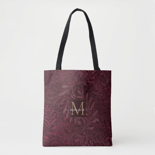 Tote Bag Élégant jardin botanique de Bourgogne Or Monogramm (Devant)