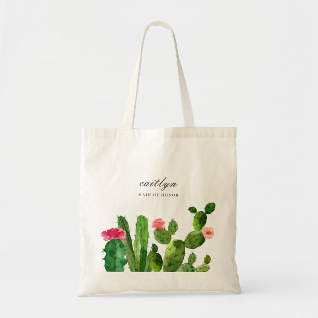 Tote Bag Elégant Jardin de Cactus Mariage personnalisé (Devant)