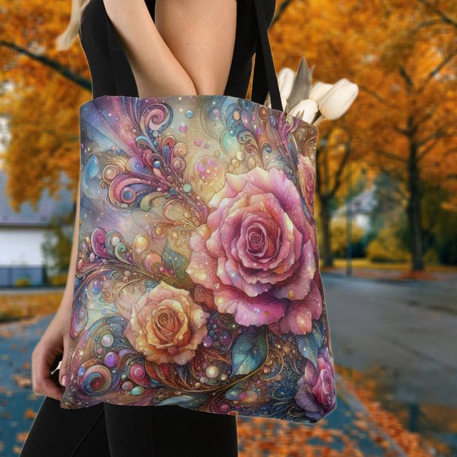 Tote Bag Elégant jardin rose Art Nouveau (Créateur téléchargé)