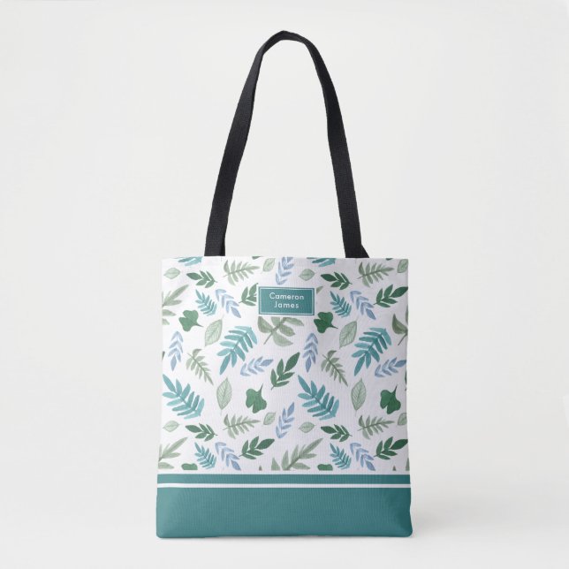 Tote Bag Elégant Jardin Whimsy Verdure Monogramme (Devant)