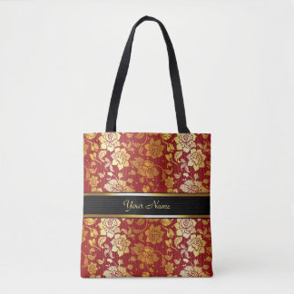 Tote Bag Élégant joyau royal rouge or or