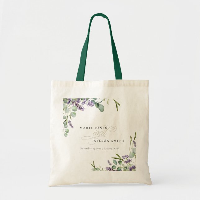Tote Bag Élégant Lavande Eucalyptus Mariage de feuillage fe (Devant)