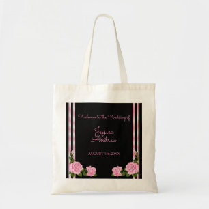 Tote Bag Élégant Mariage Chic Corner Rose Bouquet
