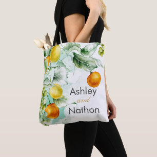 Tote Bag Elégant Mariage d'été fleuri & Fruits