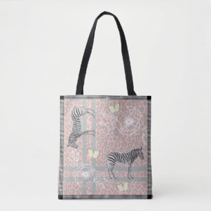 Tote Bag Élégant Moderne Éclectique Chic Pastel Rose Grey