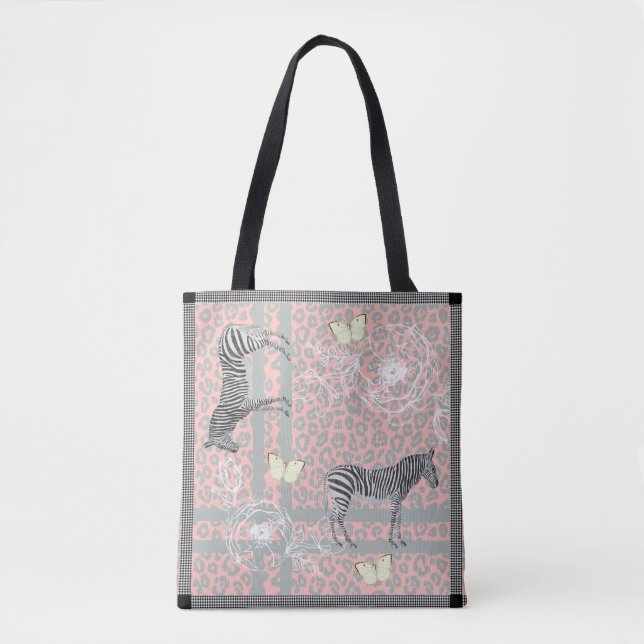 Tote Bag Élégant Moderne Éclectique Chic Pastel Rose Grey (Devant)