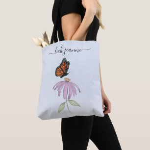 Tote Bag Élégant Monarque Moderne Papillons Floral