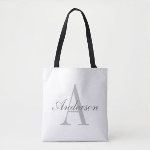 Tote Bag Élégant Monogramme blanc et gris