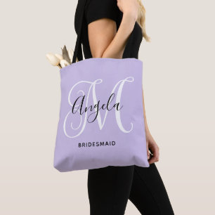 Tote Bag Élégant monogramme de demoiselle d'honneur en lava
