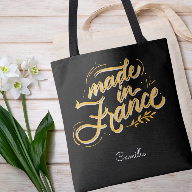 Tote Bag Élégant Monogramme français noir et blanc élégant (Créateur téléchargé)