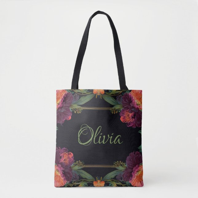 Tote Bag Élégant moody rose poachy boho floral (Devant)