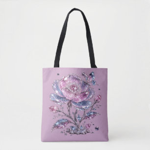 Tote Bag Élégant motif botanique rose poudré