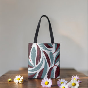 Tote Bag Elégant Motif cascade en plumes rouge et gris