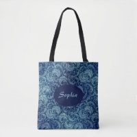 Elégant motif de Damas Vintage bleu