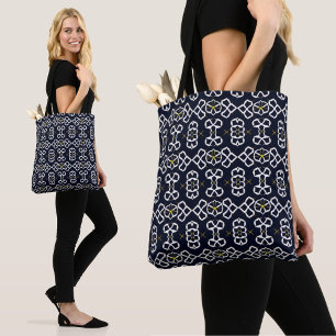 Tote Bag Elégant Motif géométrique Abstrait en bleu marine