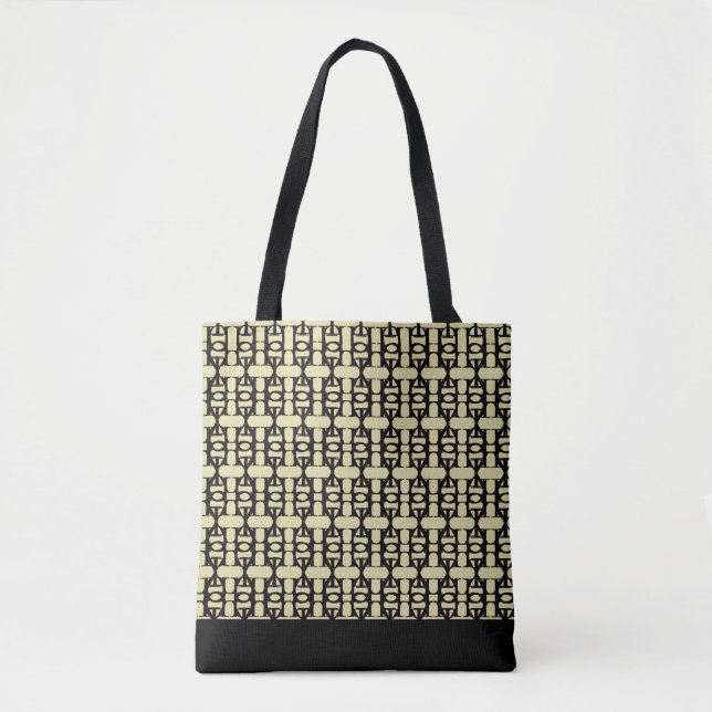 Tote Bag Élégant Motif noir et sable (Devant)