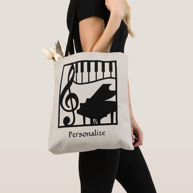 Tote Bag Elegant Music Piano Keyboard Clef Note Stylish (De près)