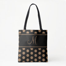 Élégant noir Brown Pois rayures Monogramme Thi