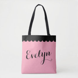Tote Bag Élégant nom de script Calligraphie rose impactée